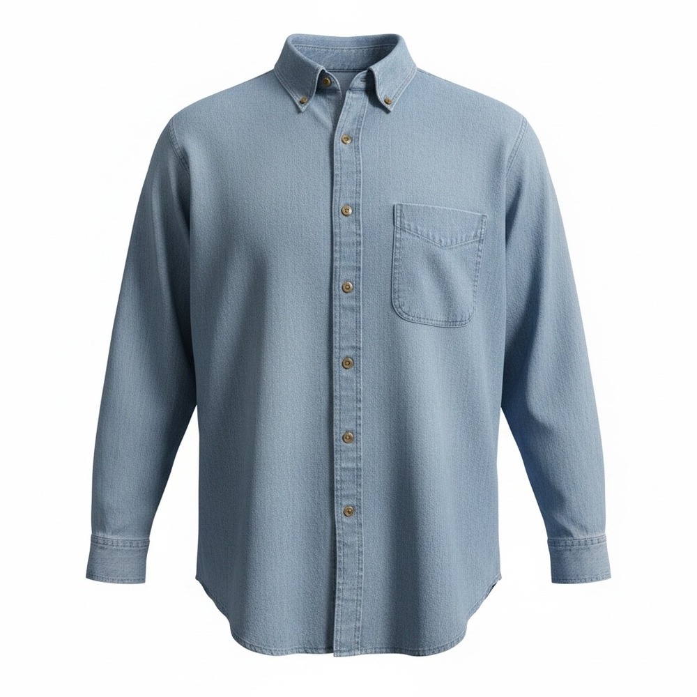 Woolrich Denim Shirt Mens XL Blue Made in USA Cotton Button Down